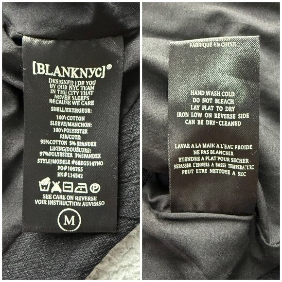 Blank NYC Jacket Womens Medium M Black Moto Asymmetrical Zip Cuff Mesh Biker - Picture 10 of 11